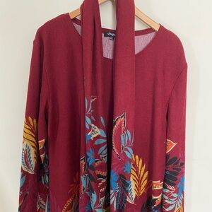Papa Vancouver Women's Burgundy Floral Crew Neck Sweater
